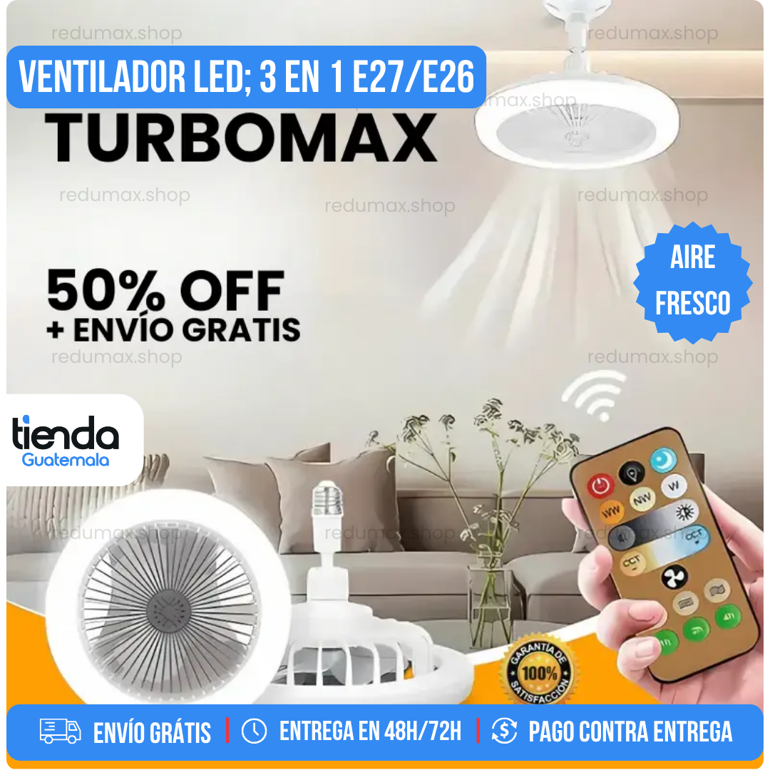 Ventilador LED TURBOMAX 2 em 1 / super potente +Ar fresco instantâneo